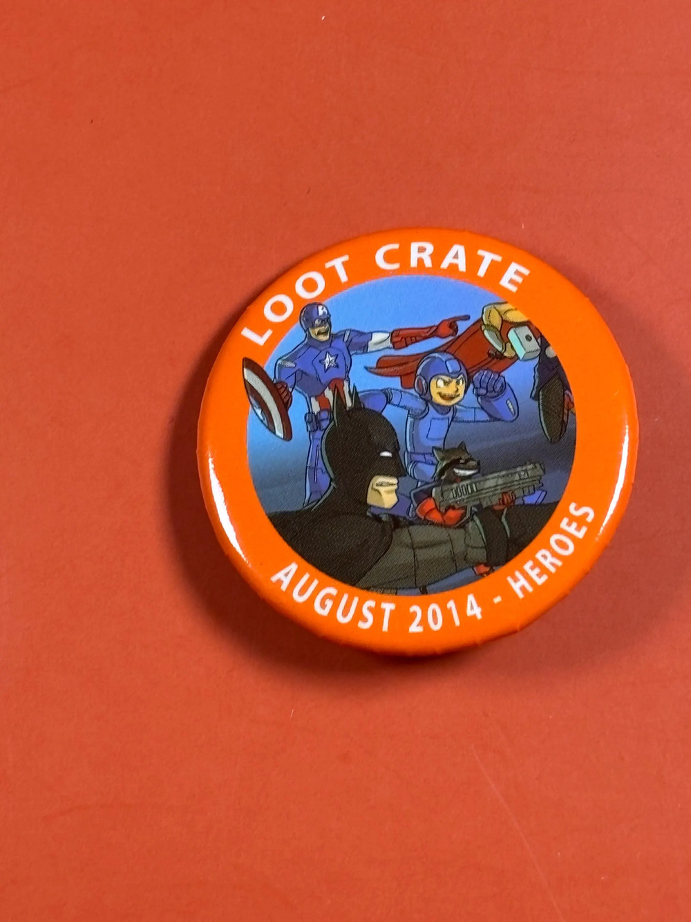 Loot Crate August 2014 Heroes 2 Captain America Mega Man Button Pin